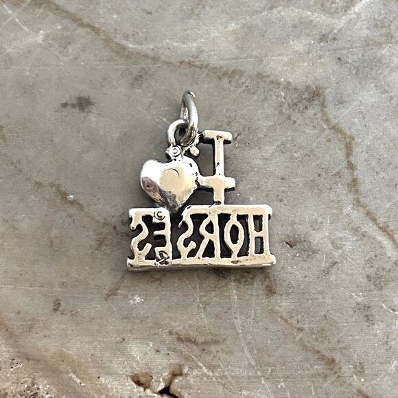 Sterling Silver 925 "I Love Horses" Red Heart Charm Pendant Equestrian Horse - Picture 3 of 12